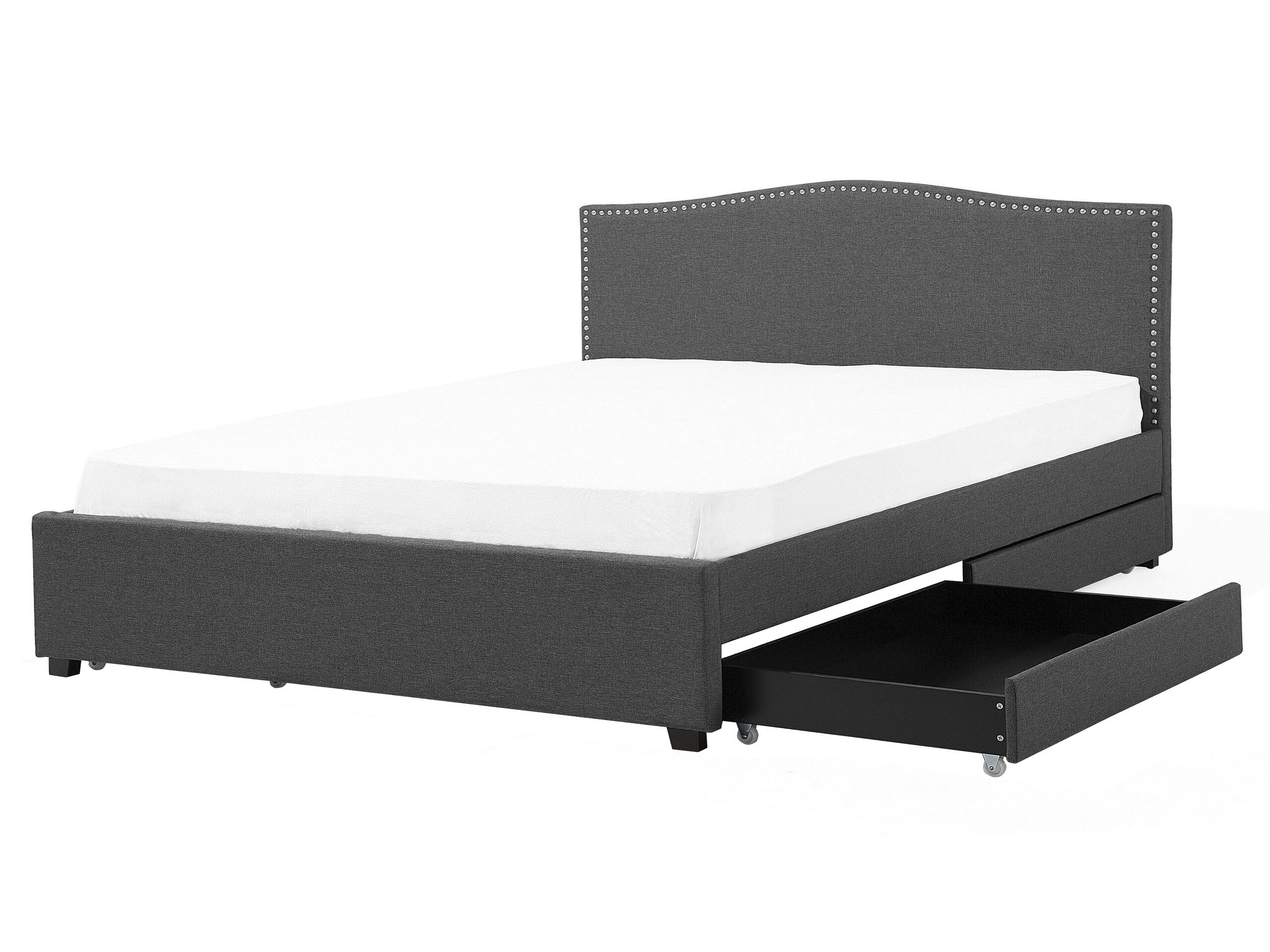 Cama con cajones montpellier tela gris oscuro 160 x 200 cm
