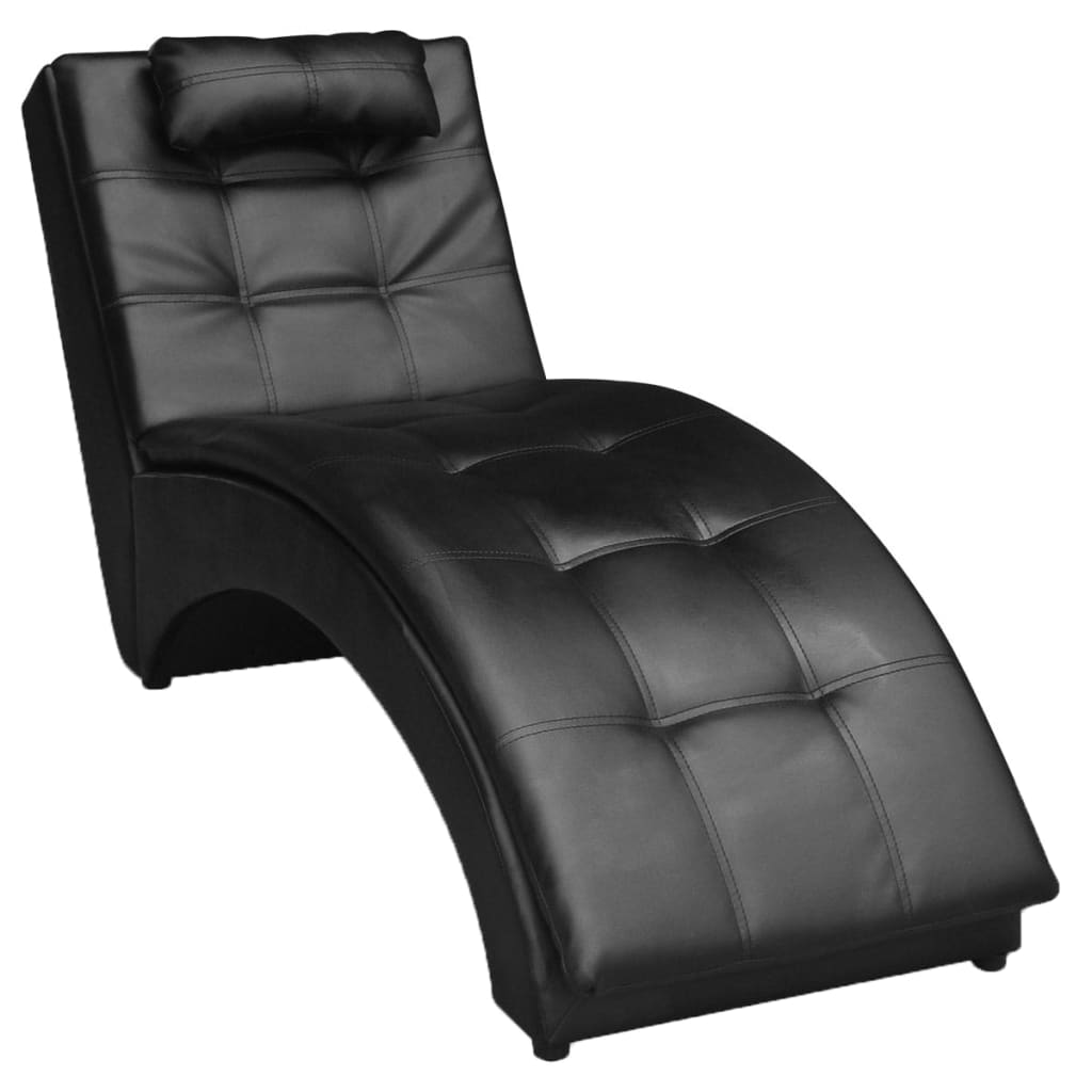 Diván con almohada de cuero sintético negro oif425782