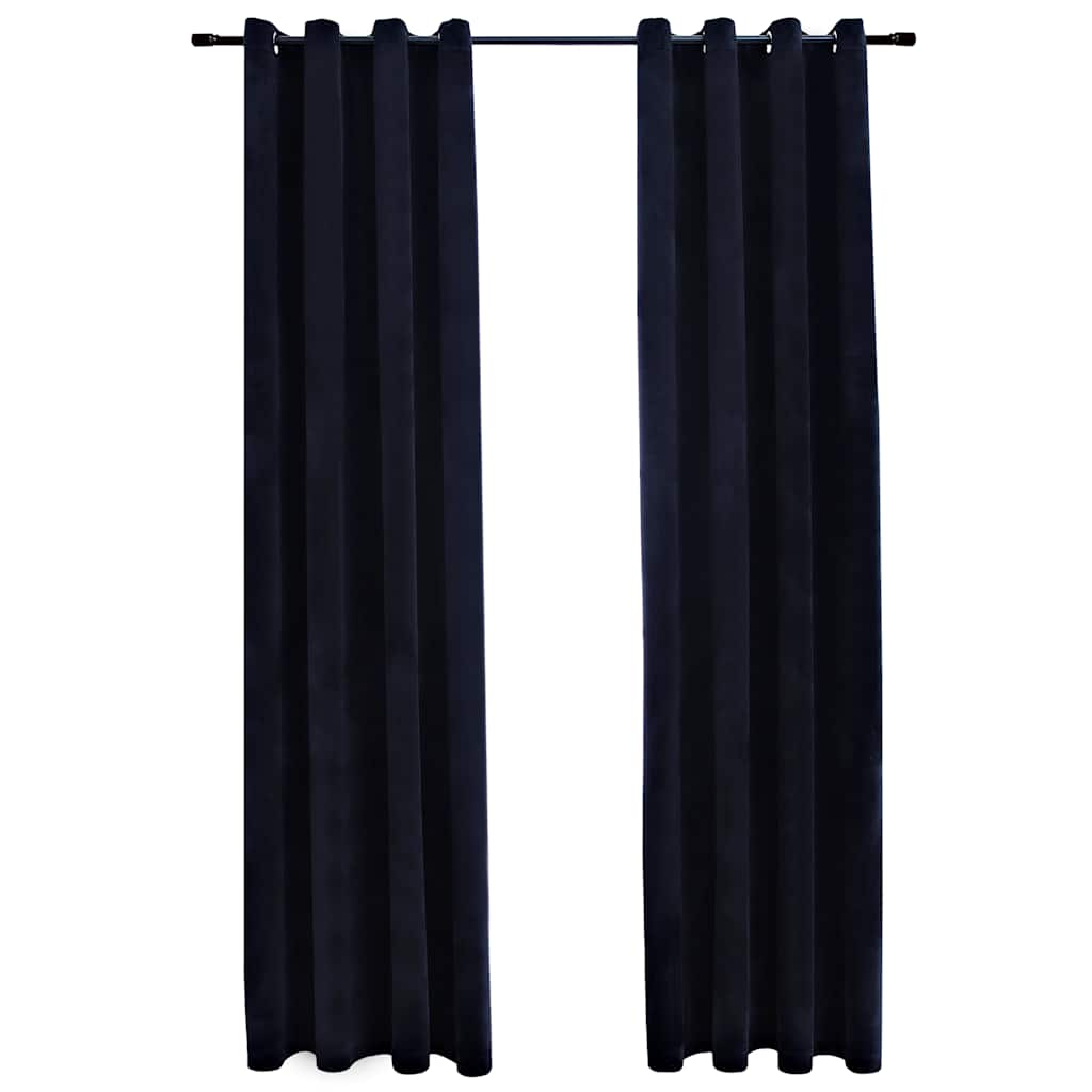 vidaXL cortinas opacas con anillas 2 uds terciopelo negro 140x245 cm