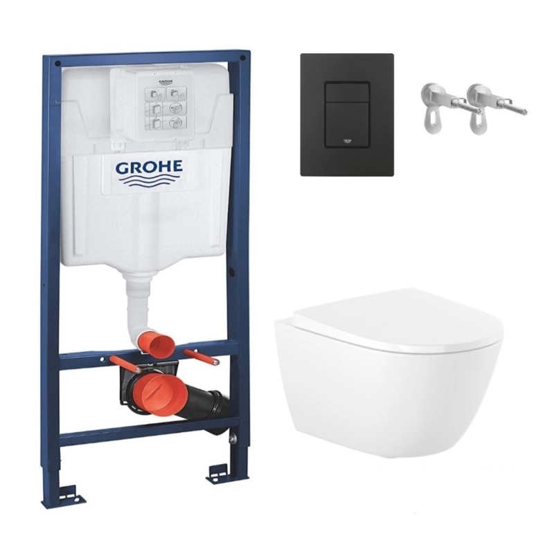 Pack cisterna grohe rapid sl y pulsador negro mat con inodoro roca ona