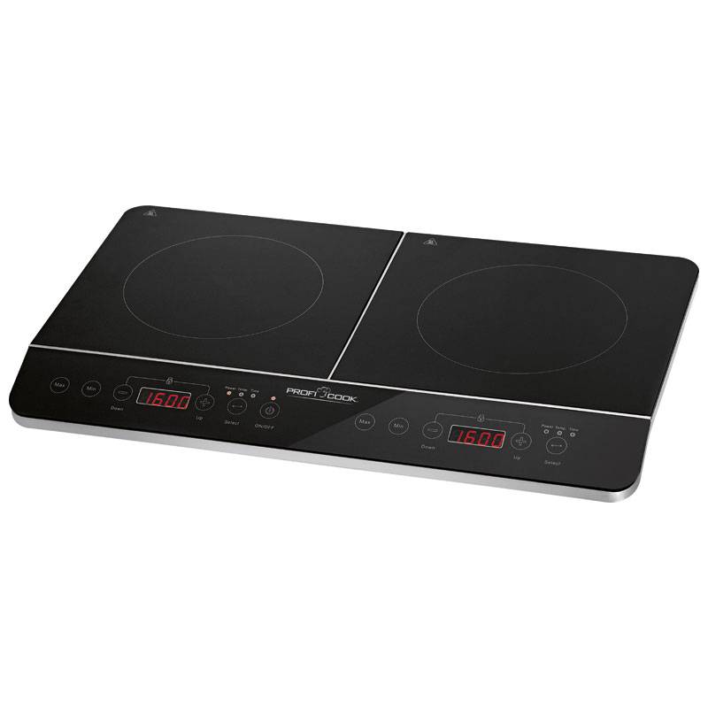 Placa inducción doble portátil, 10 niveles te proficook dki 1067 negro 3500