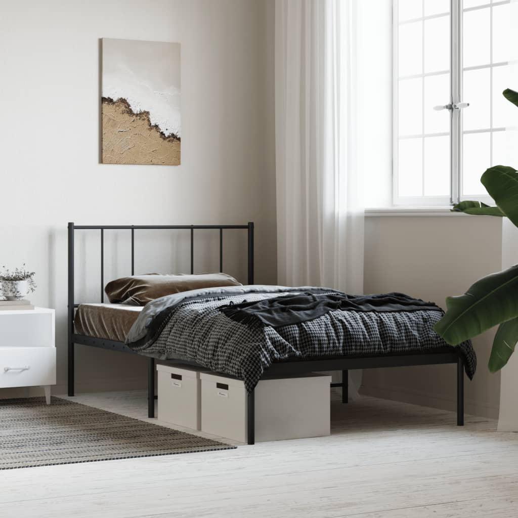 Cama sin colchón con cabecero metal negro 90x190 cm es1103