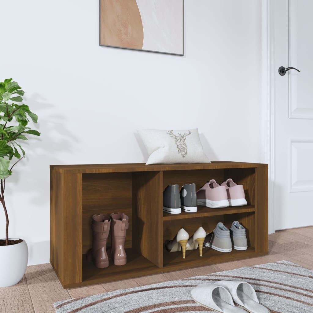 Mueble zapatero madera contrachapada marrón roble 100x35x45 cm esxt7891