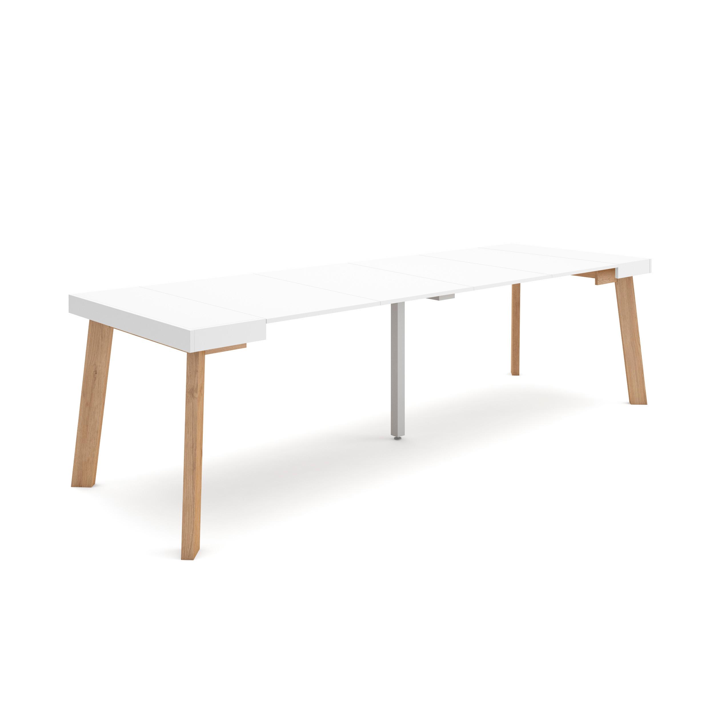 Mesa consola extensible, 58/262x90x73cm, blanco, patas de madera rf3084