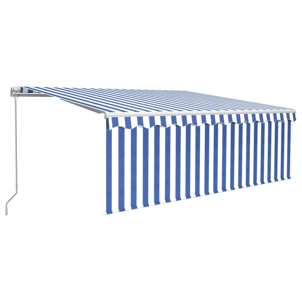 vidaXL toldo retráctil manual con persiana y LED azul y blanco 4x3 m