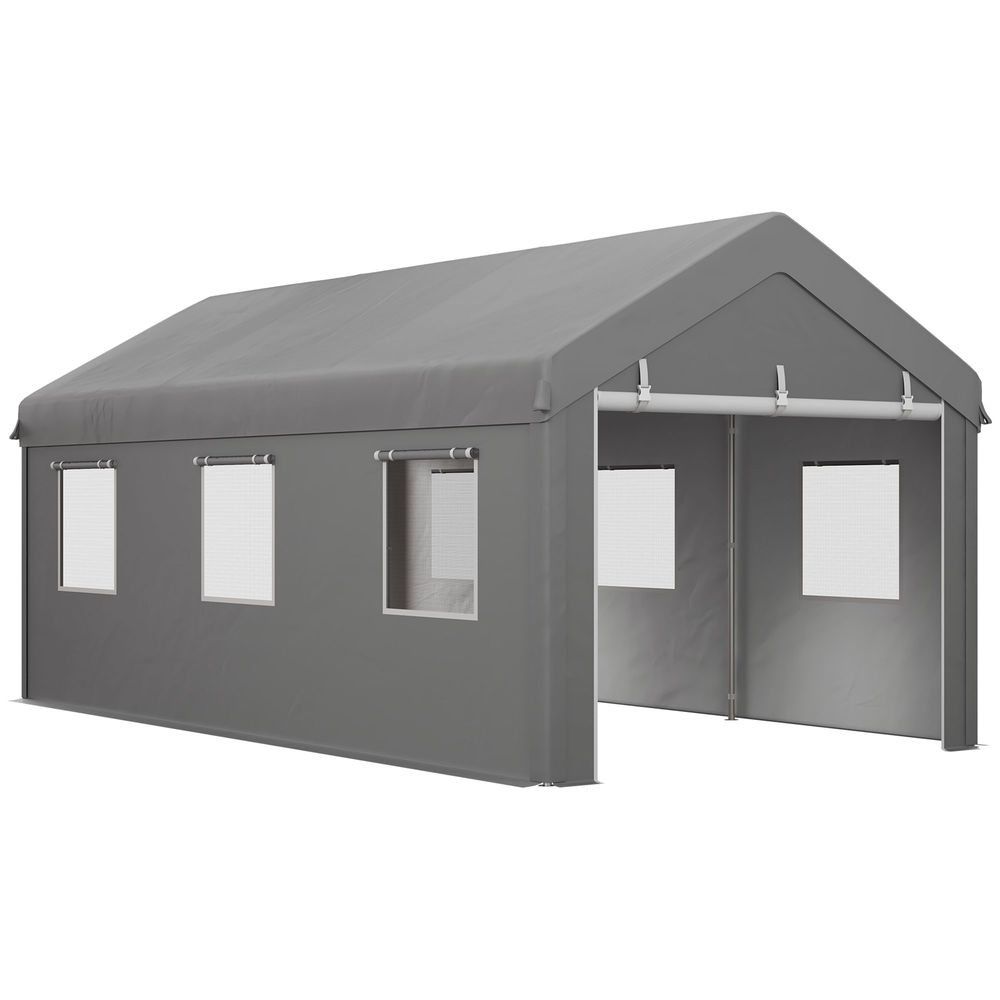Carpa para garaje 600x295x278 cm acero, pe color gris Outsunny