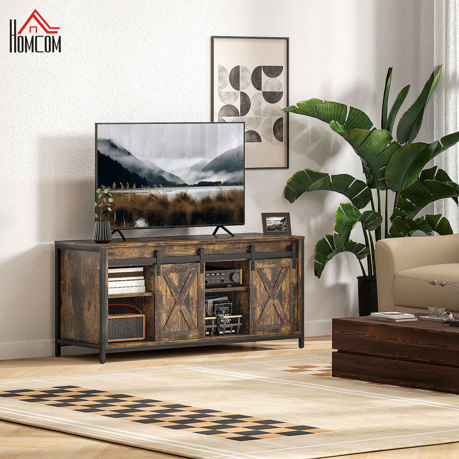 Mueble de tv con 2 puertas correderas marron 54x120x40cm