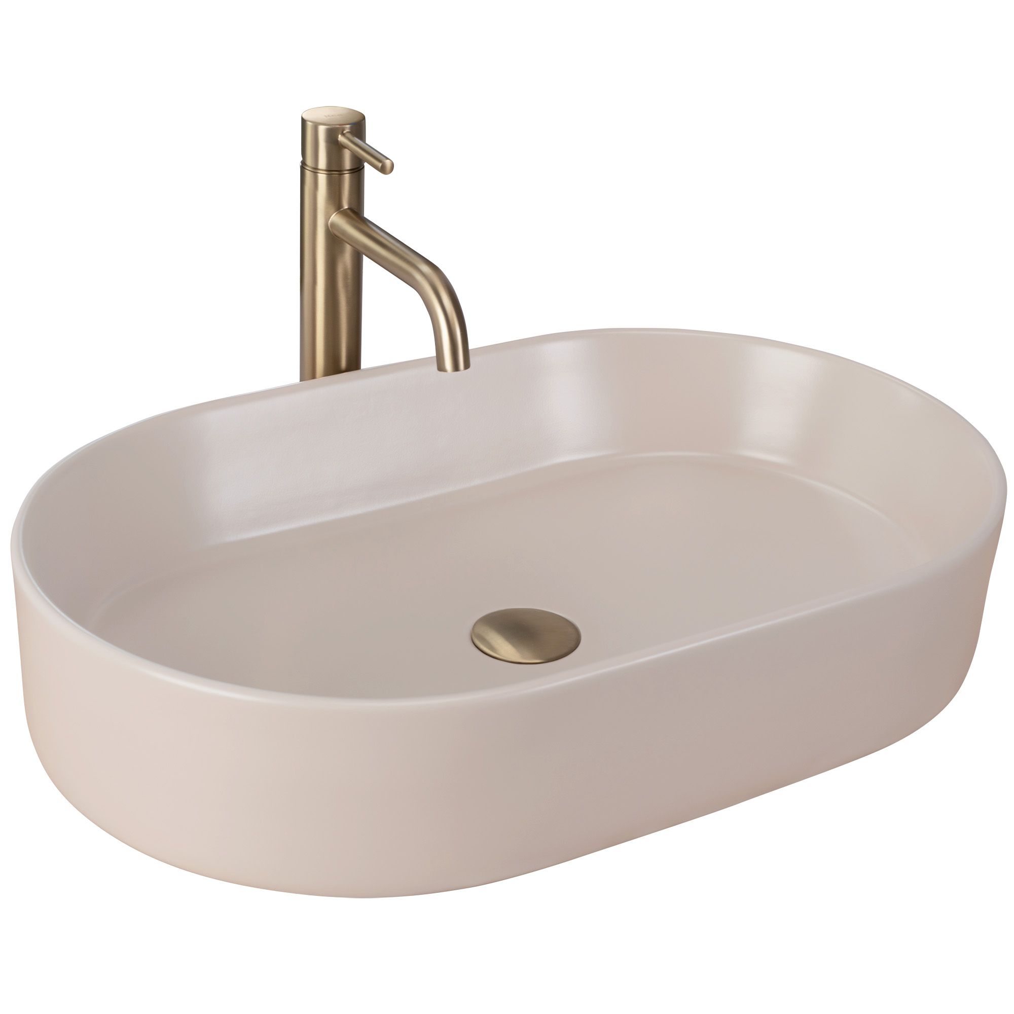 Rea lavabo sobre encimera nadia 60 beige oval, 61x38,5x12 cm