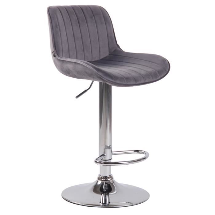 Taburete de bar de terciopelo - gris - 86-108 cm