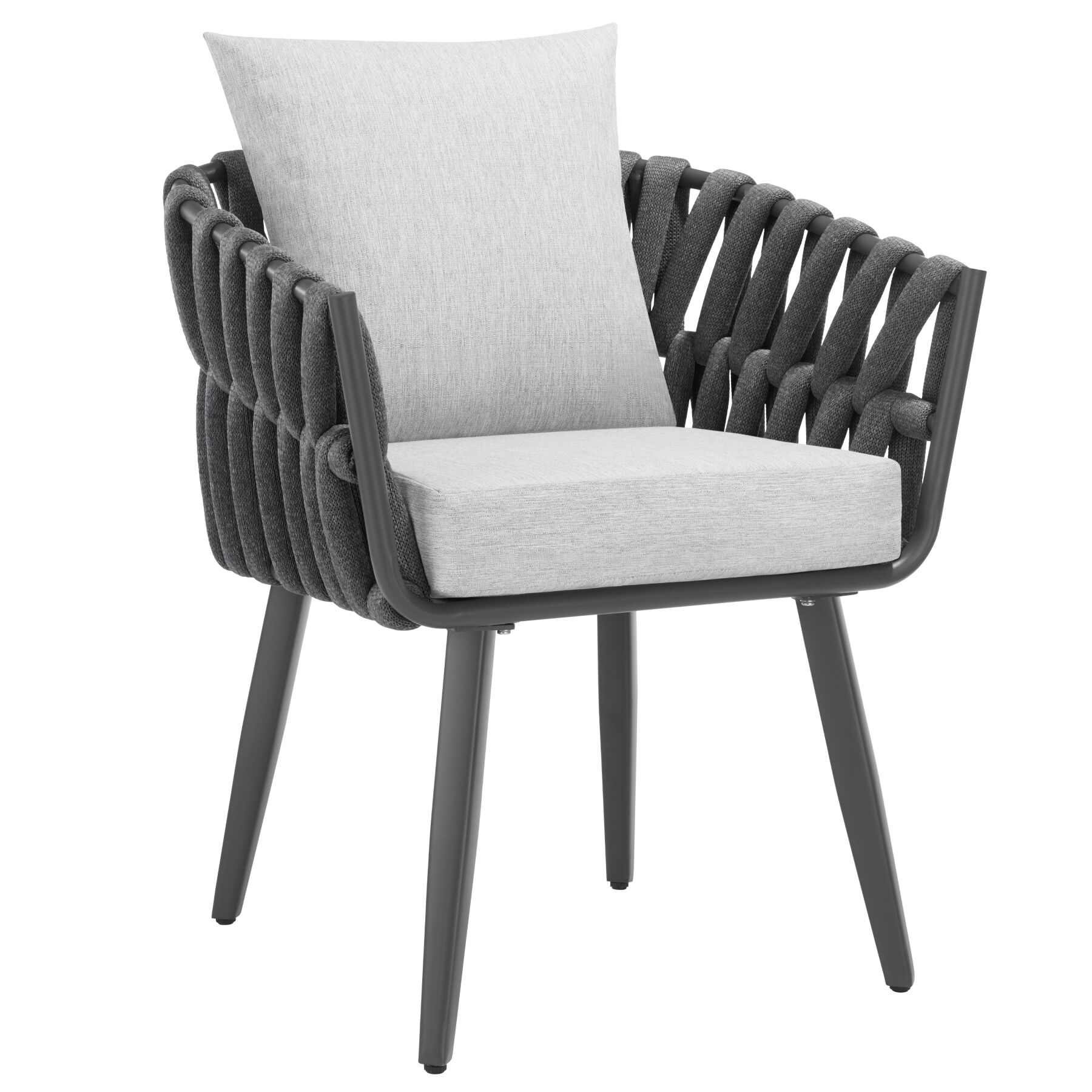 Tectake silla jardín aluminio, tejido cuerda, acolchado, antracita