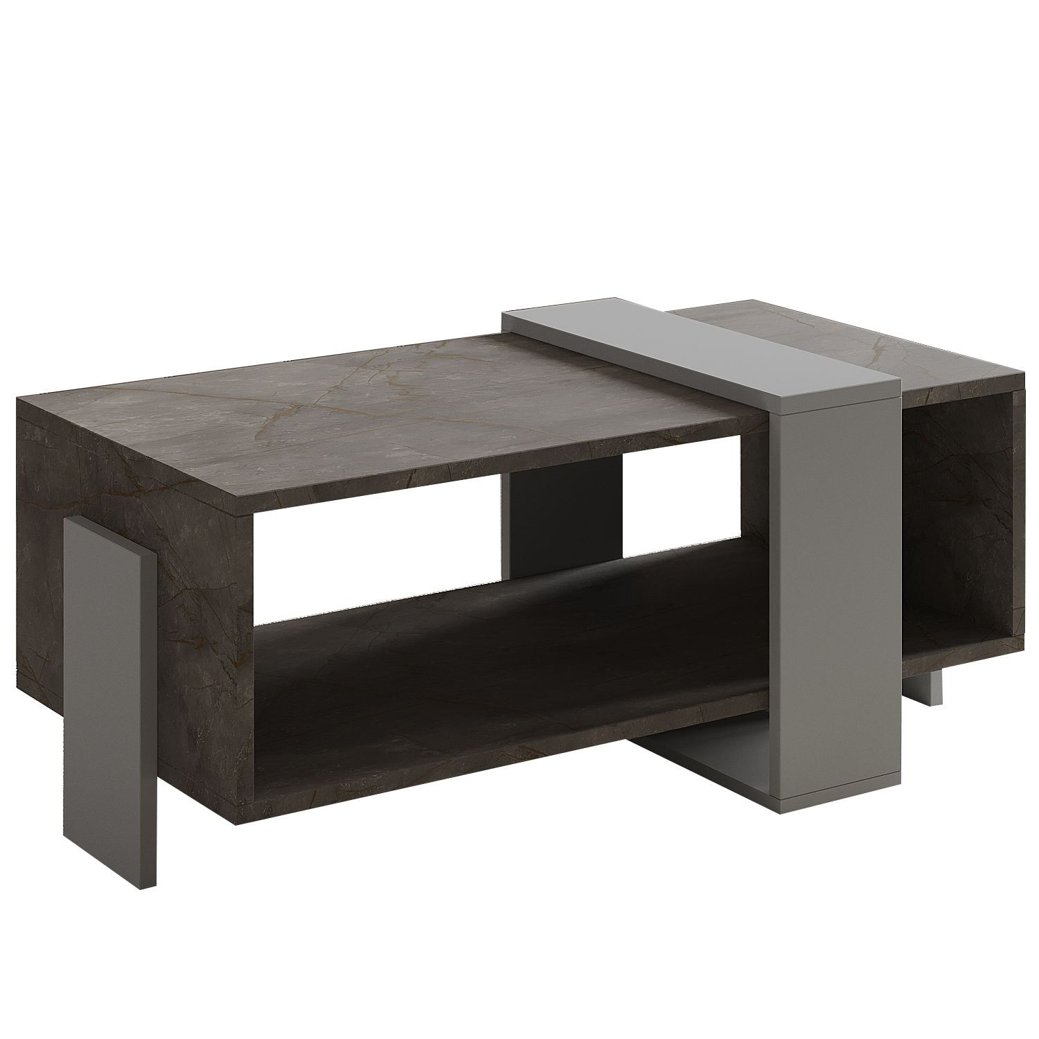 Mesa baja de madera "meleni" - 90 x 49 x 40 cm - gris