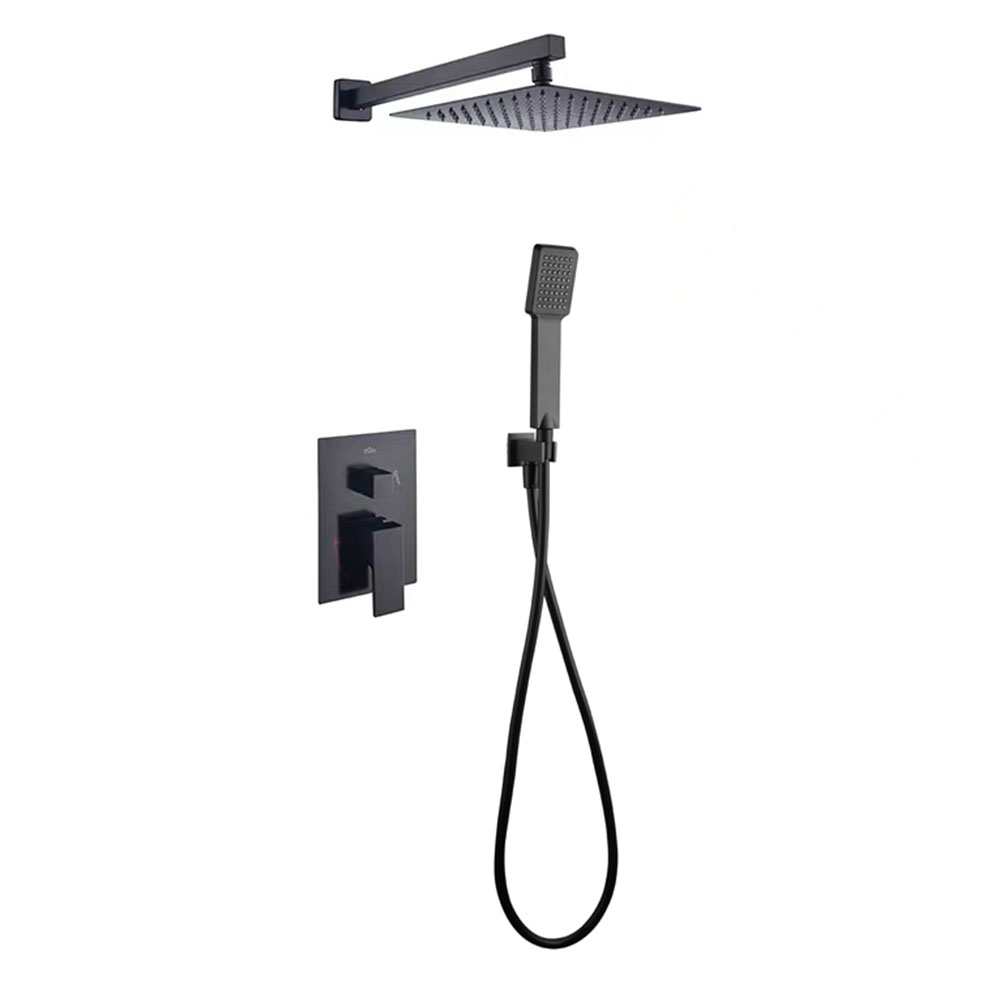 Kibath grifo empotrado de ducha equipo pared monomando che cuadrado negro