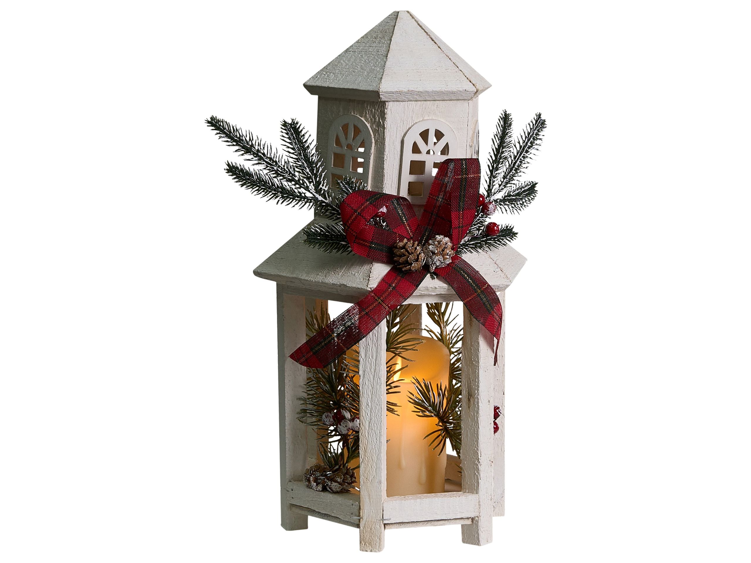 Linterna LED savivesi patrón navideño 38 cm blanco