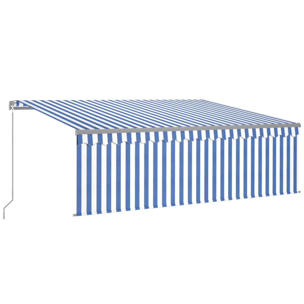 vidaXL toldo manual retráctil con persiana y LED azul y blanco 4x3 m