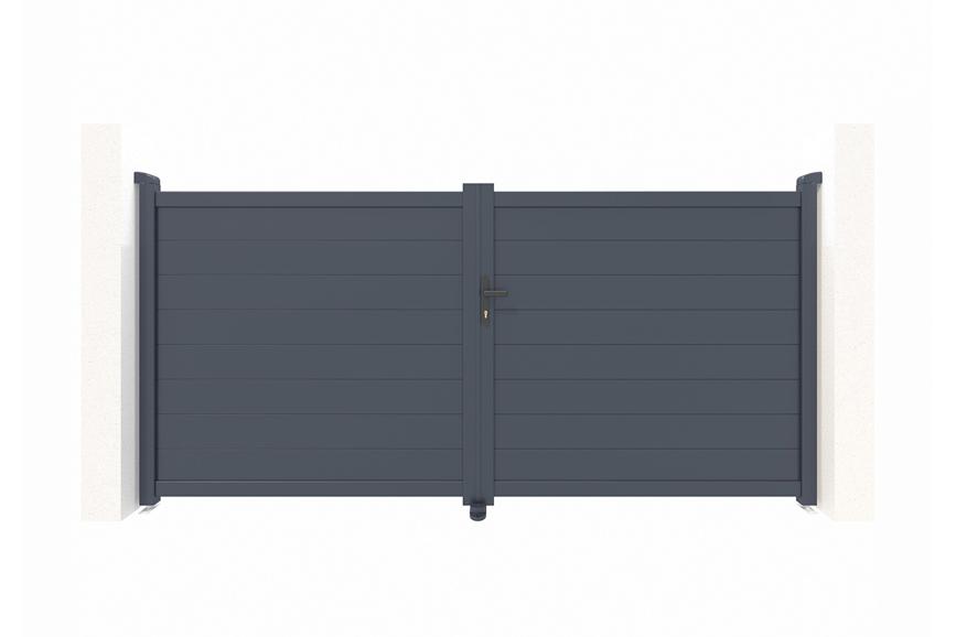 Puerta batiente regulable eiger de aluminio gris, altura 140 cm, ancho 3 m