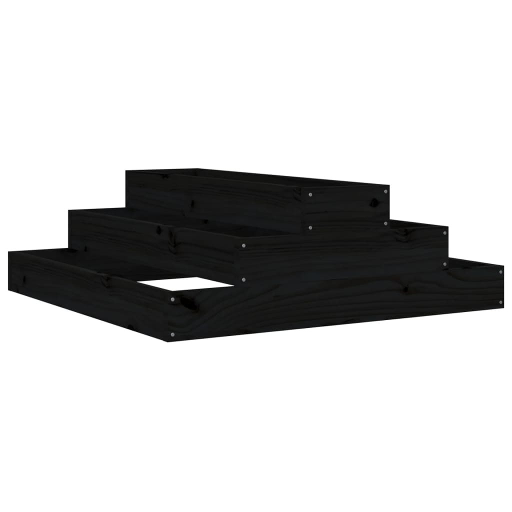 vidaXL jardinera de madera maciza de pino negro 80x80x27 cm