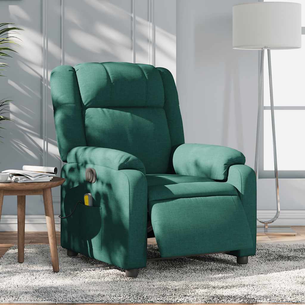 Sillón reclinable de masaje eléctrico tela verde oscuro qweo3653