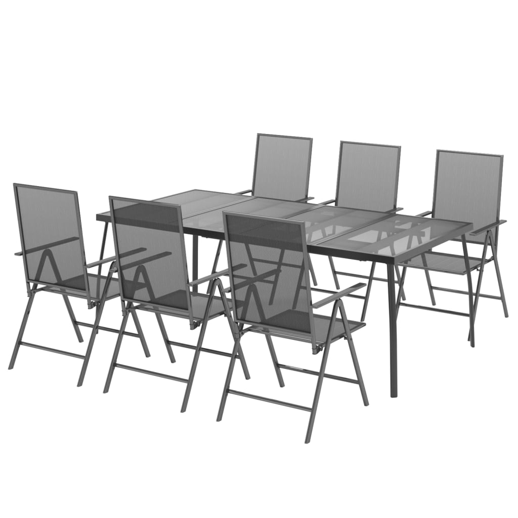 vidaXL juego de comedor de jardín 7 piezas acero gris antracita