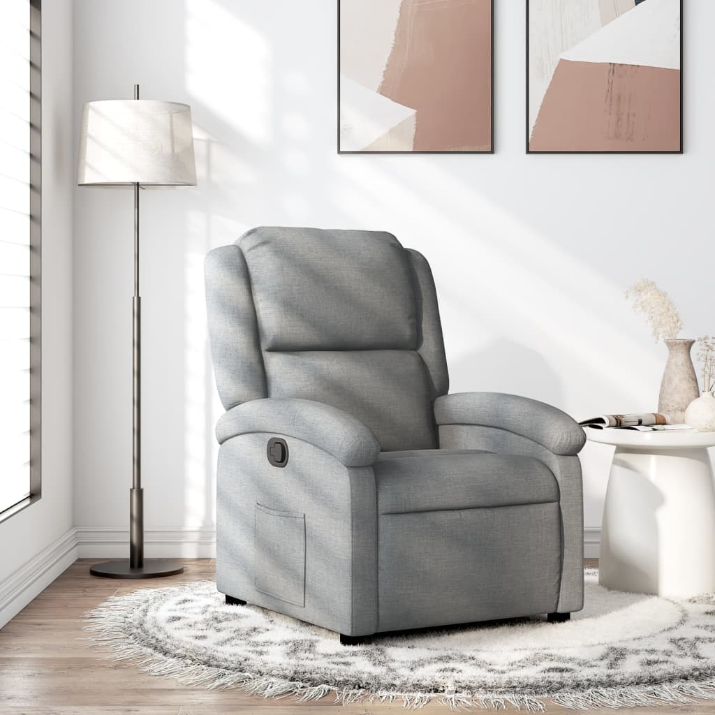 Sillón reclinable de tela gris claro qweo5184