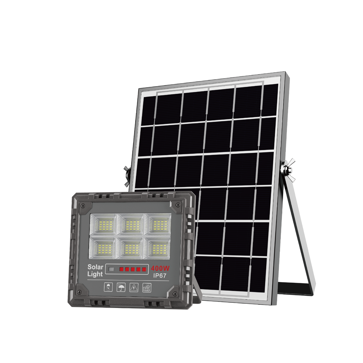 Lámpara solar con panel monocristalino, batería lifepo4, sostenible - 400w