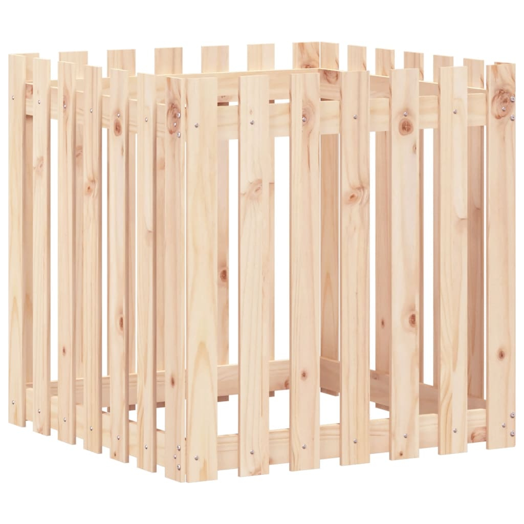 vidaXL jardinera con diseño de valla madera maciza de pino 70x70x70 cm