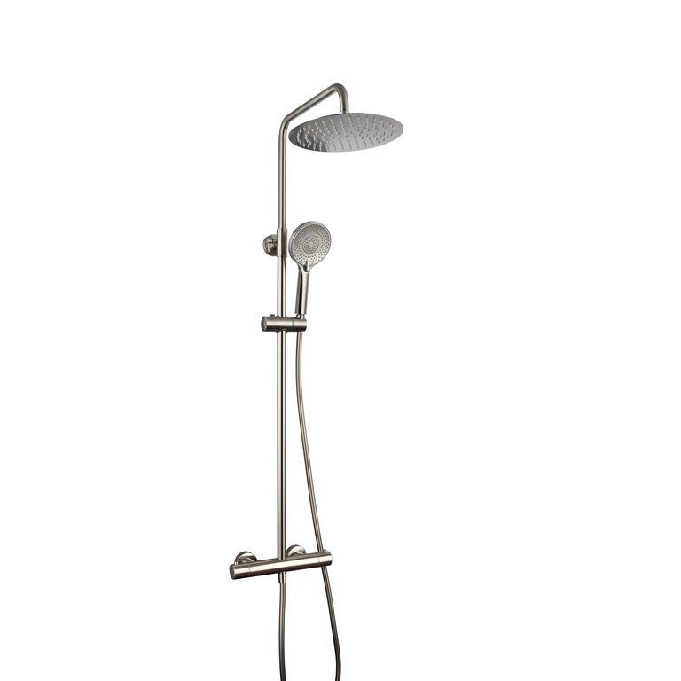 Conjunto de ducha termostatica round elite redondo niquel pvd 250mm antical