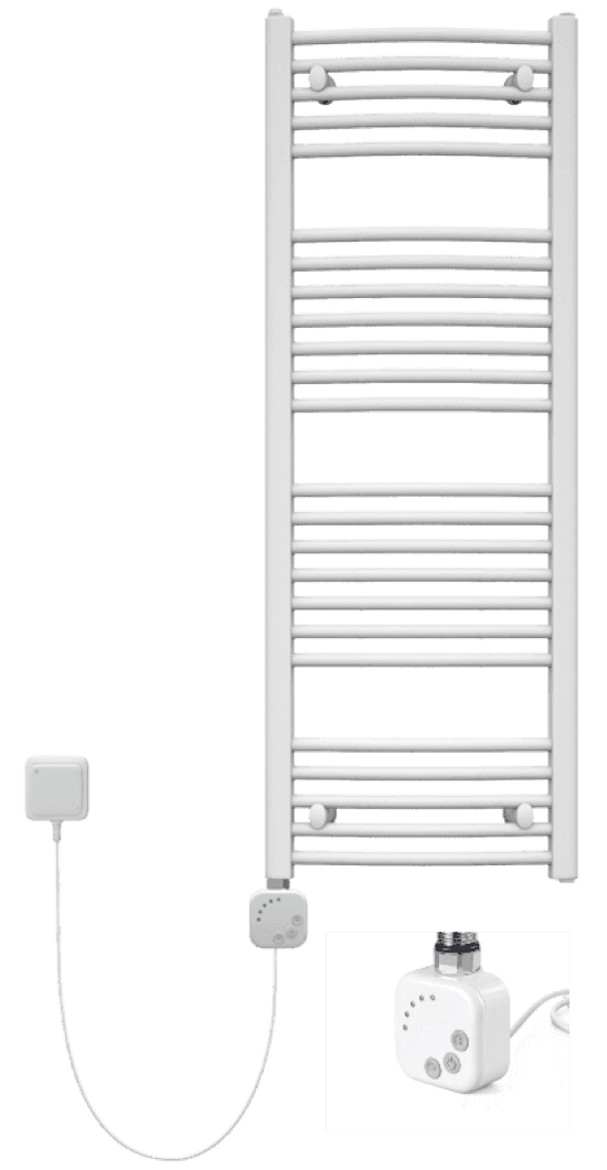Toallero curvo combi(agua 567w(dt=50k)+termostato 400w)blanco 122x50cm