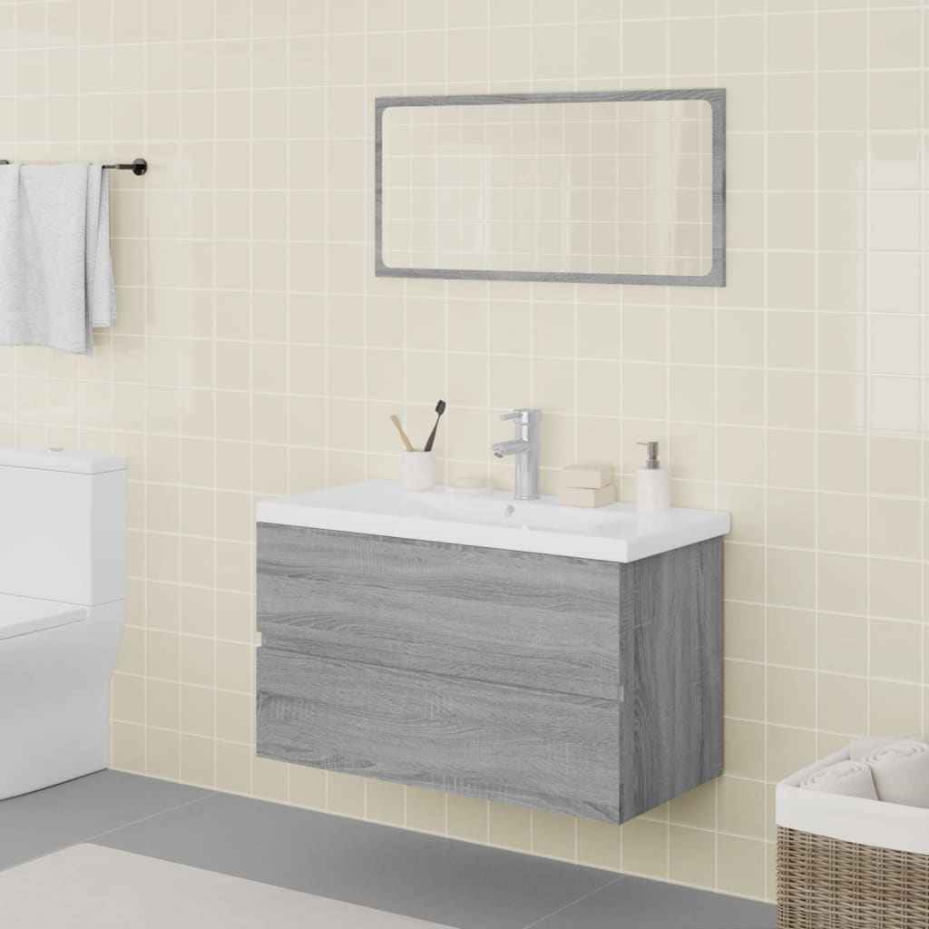 Set de muebles de baño madera contrachapada gris sonoma