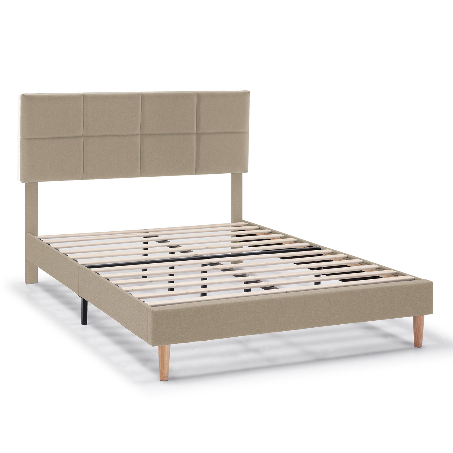 Estructura de cama tapizada silvi de 30 cm, 90x190 cm, beige