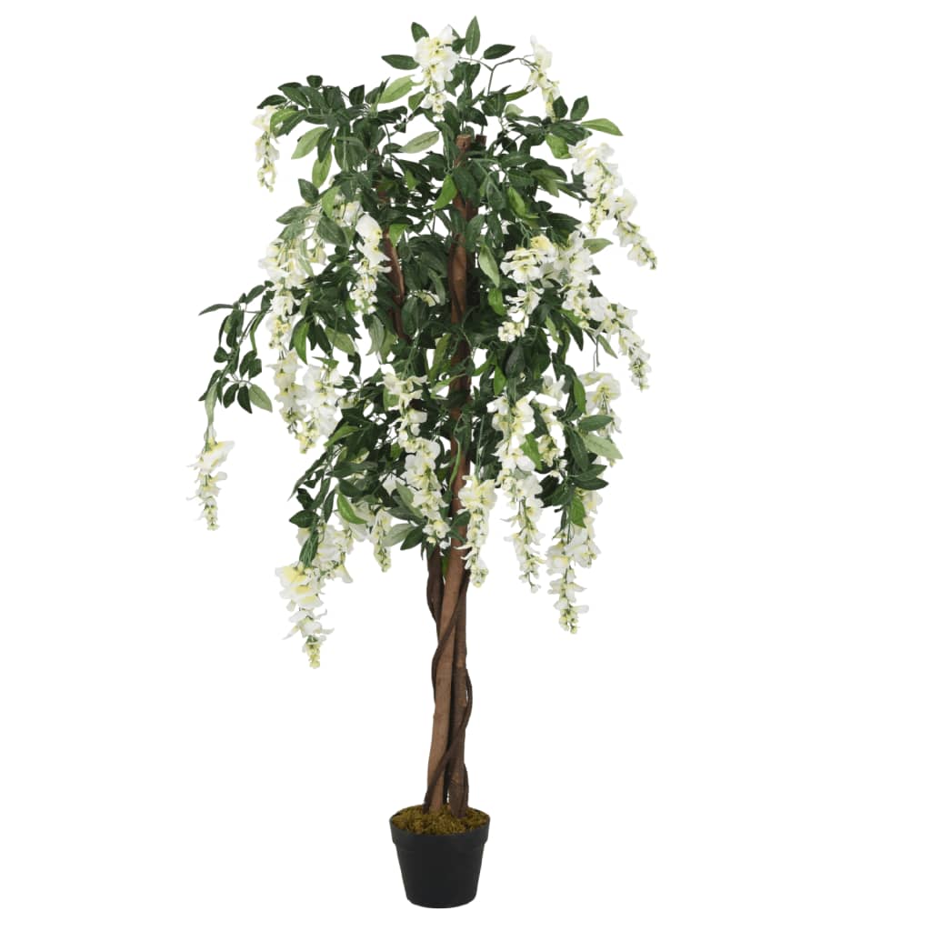 Árbol de wisteria artificial 560 hojas verde y blanco 80 cm es1774
