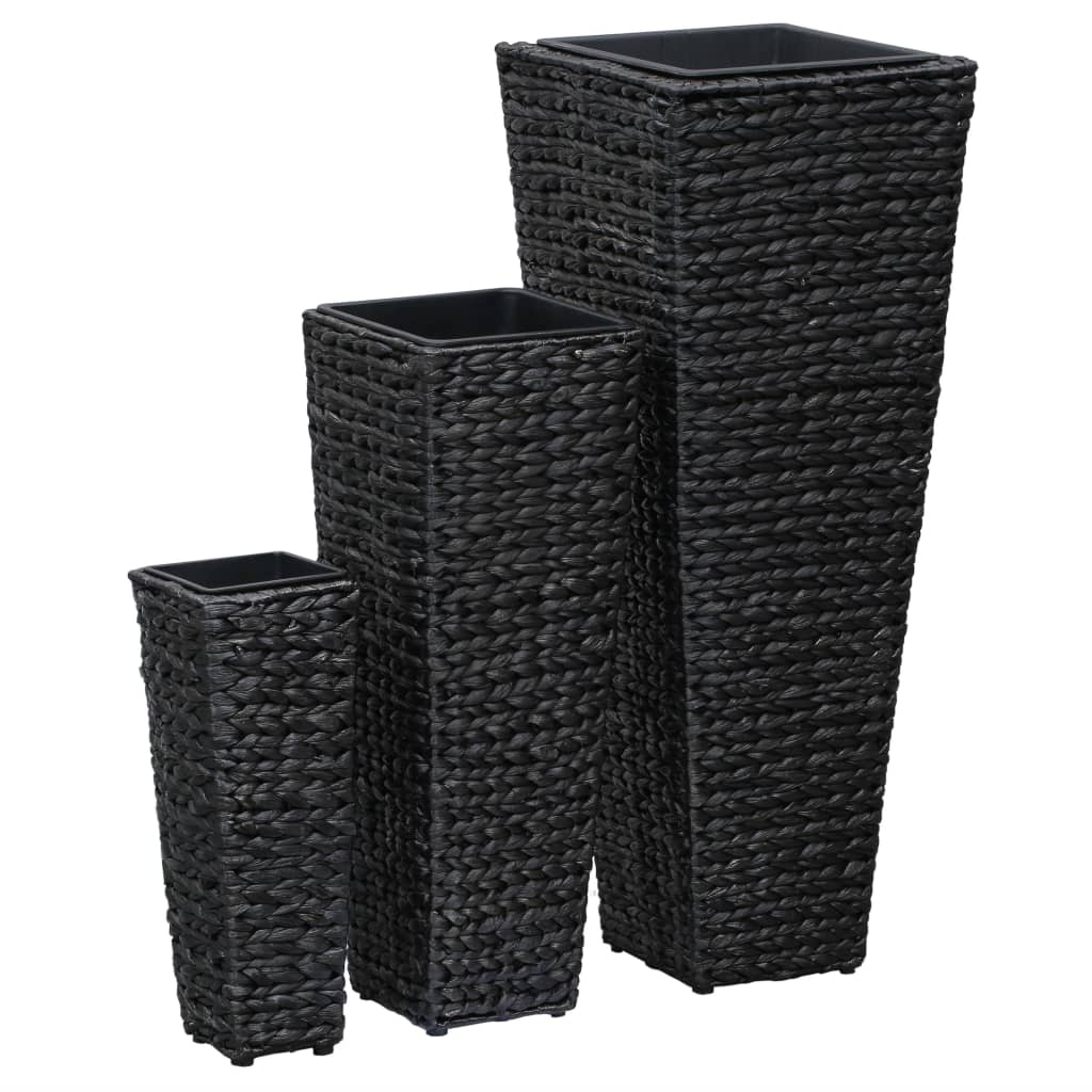 vidaXL conjunto de arriates 3 piezas jacinto de agua negro