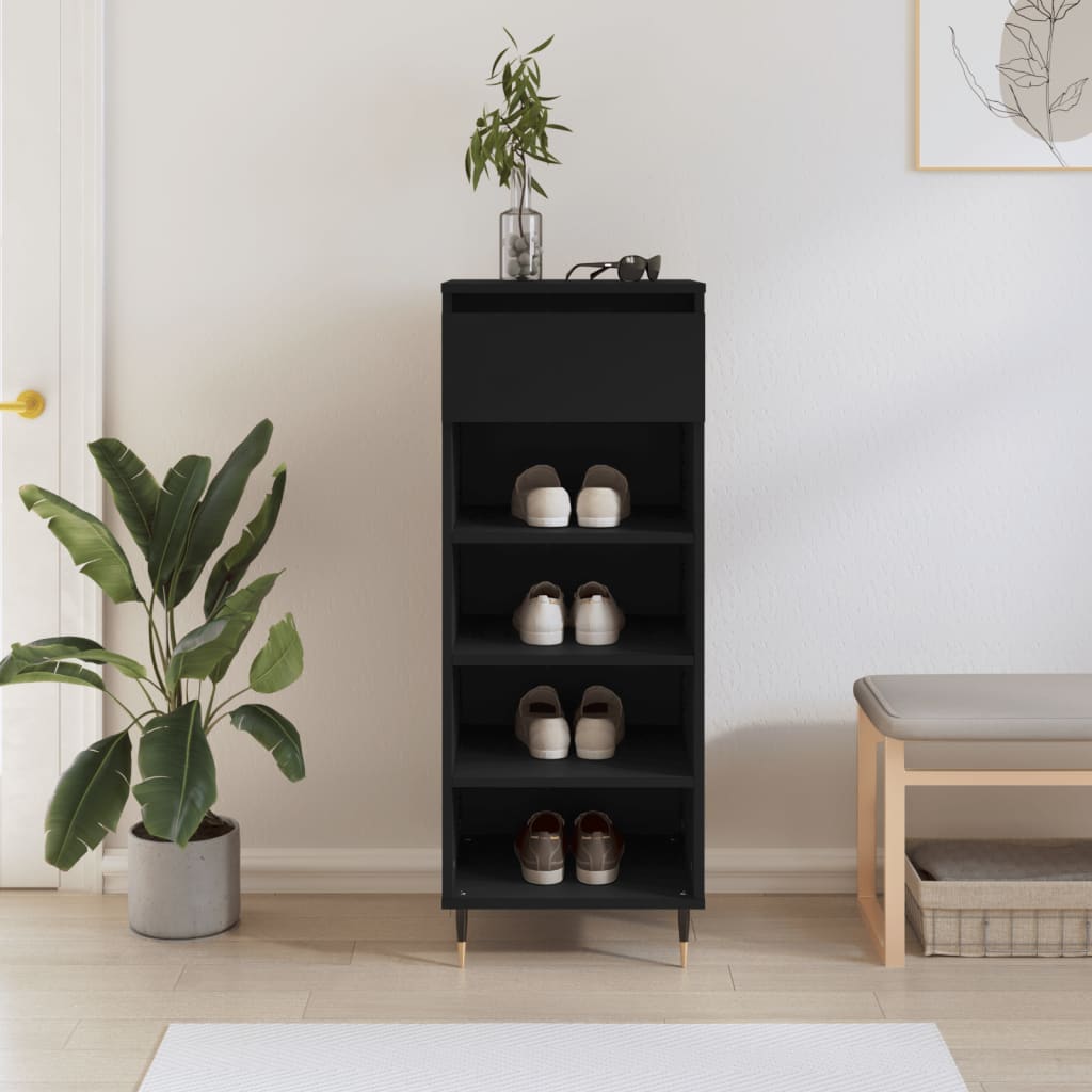 Mueble zapatero madera contrachapada negro 40x36x105 cm esxt4073