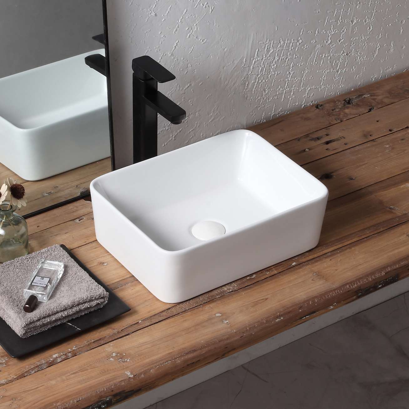 Lavabo de sobreponer rt4030 cerámica 40,5x13x30 cm blanco