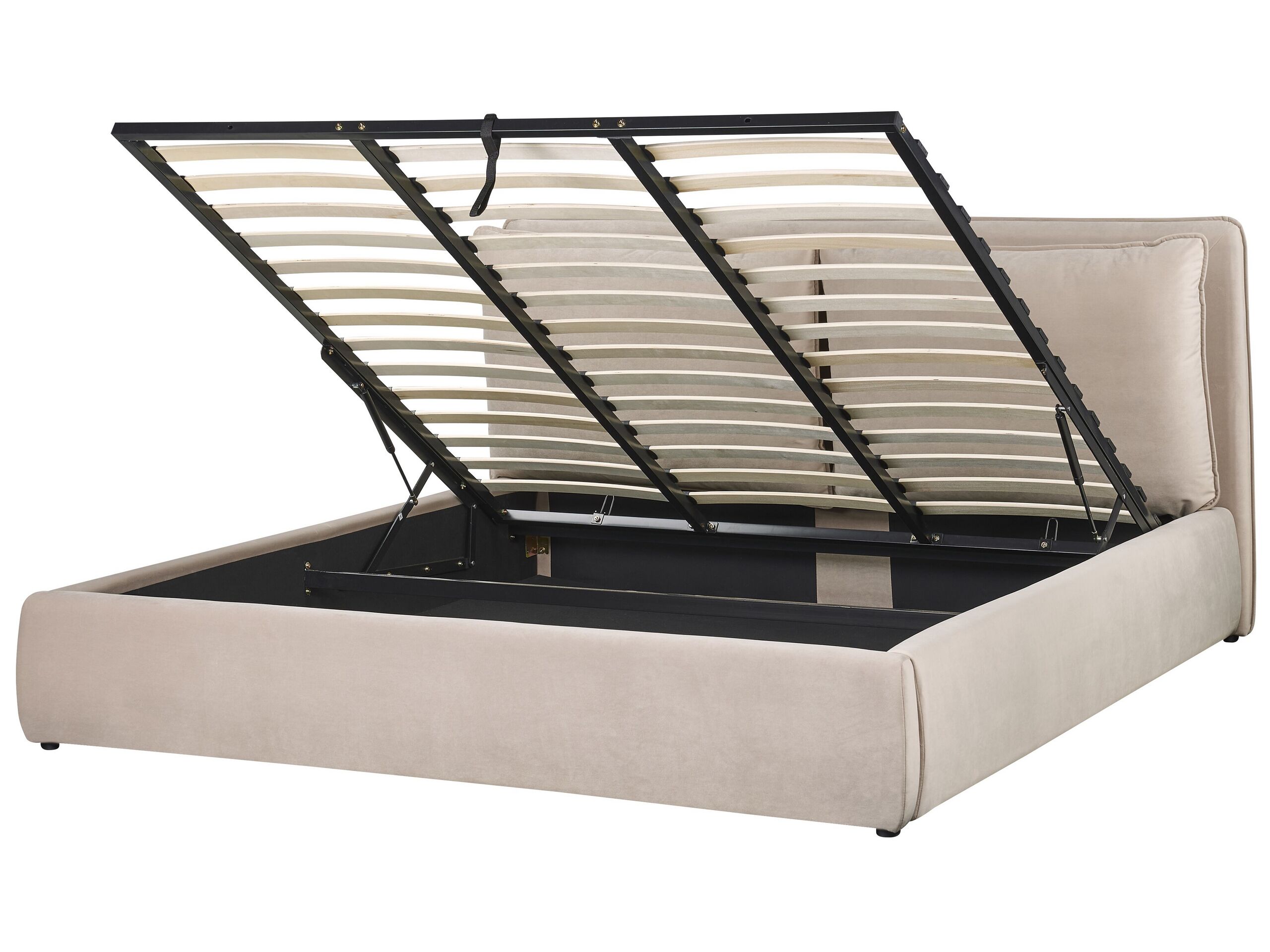 Cama con almacenaje bajonna terciopelo beige 180 x 200 cm