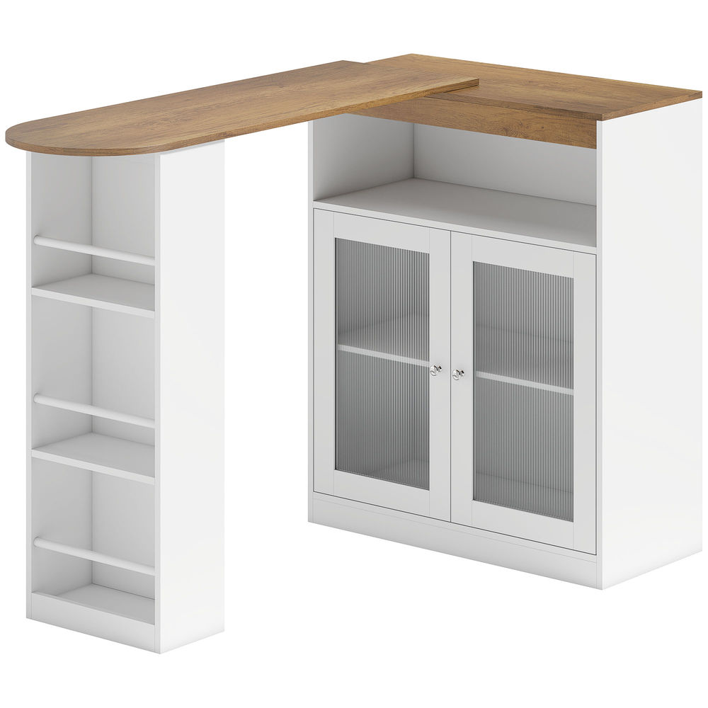 Mesa de bar 150x80x105.5 cm mdf color blanco Homcom, hogar - cocina