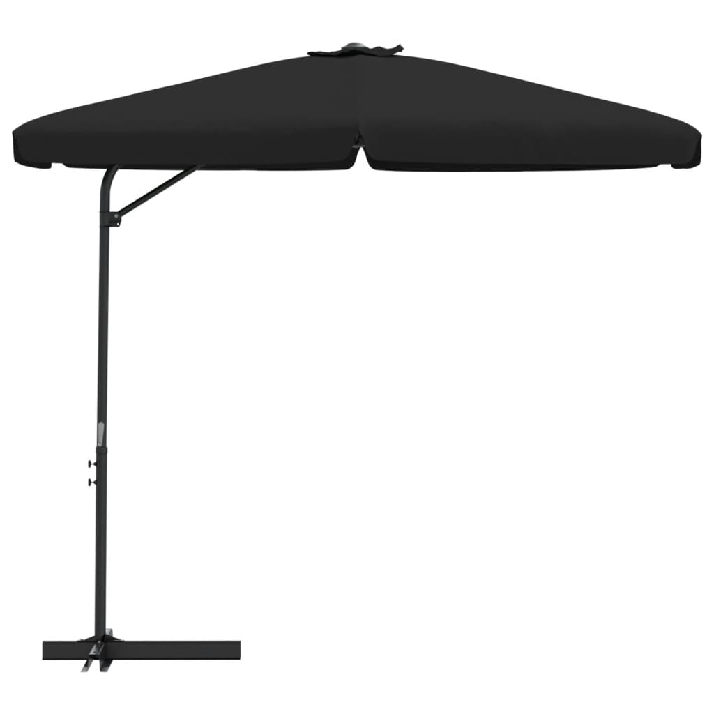Sombrilla de exterior con mástil de acero negro de
