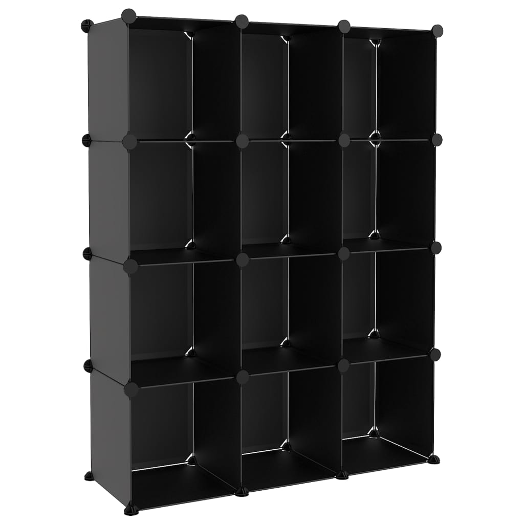 vidaXL estantería de cubos con 12 compartimentos negro pp