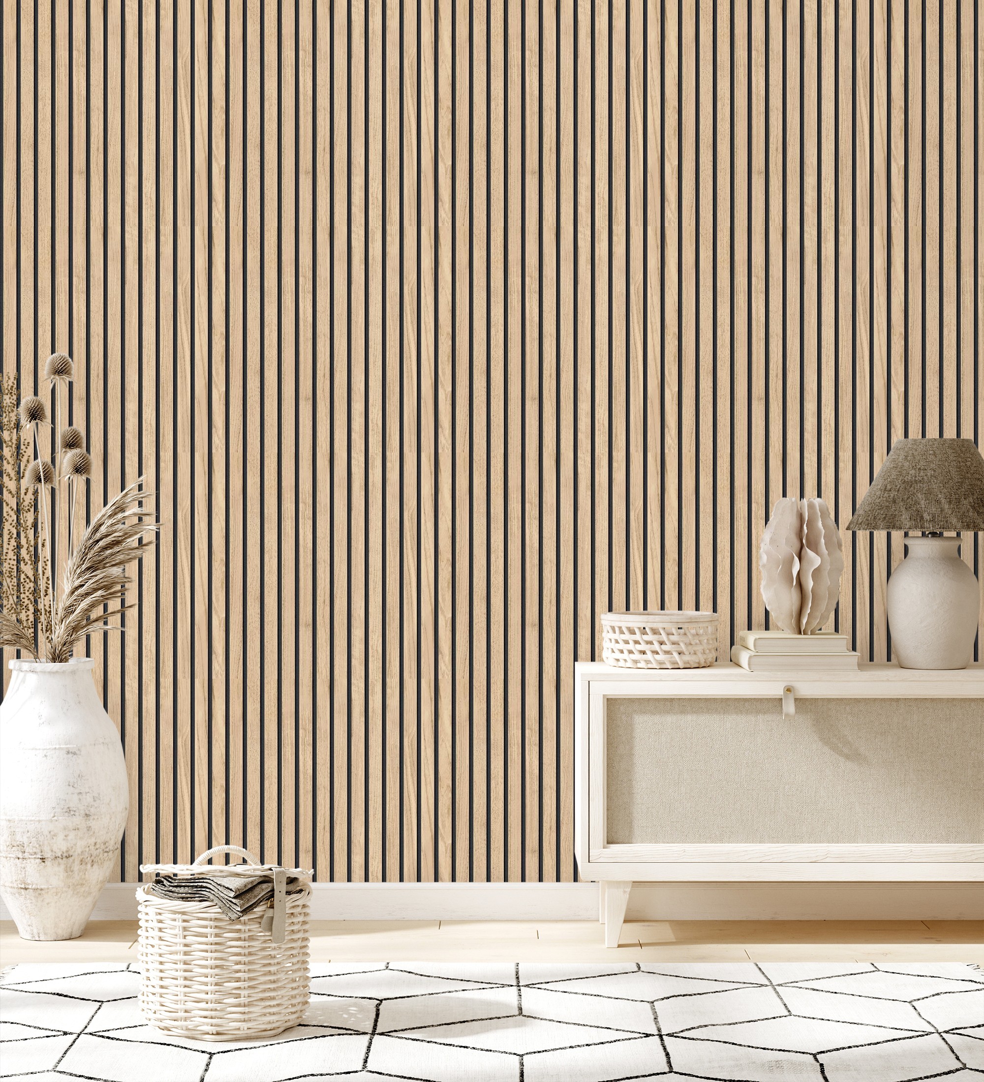Papel pintado gaulan de listones de madera natural panel de 5.33m²