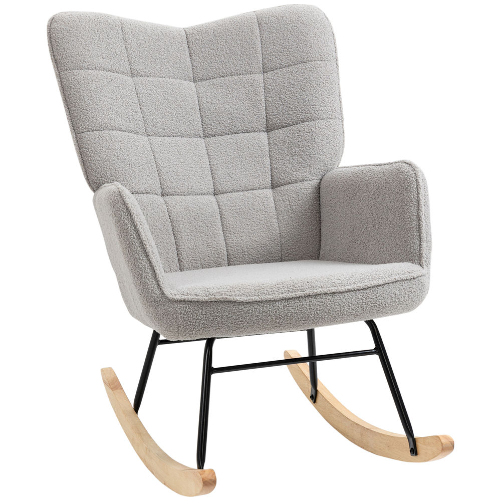 Silla mecedora espuma, acero, madera de haya, poliéster color gris