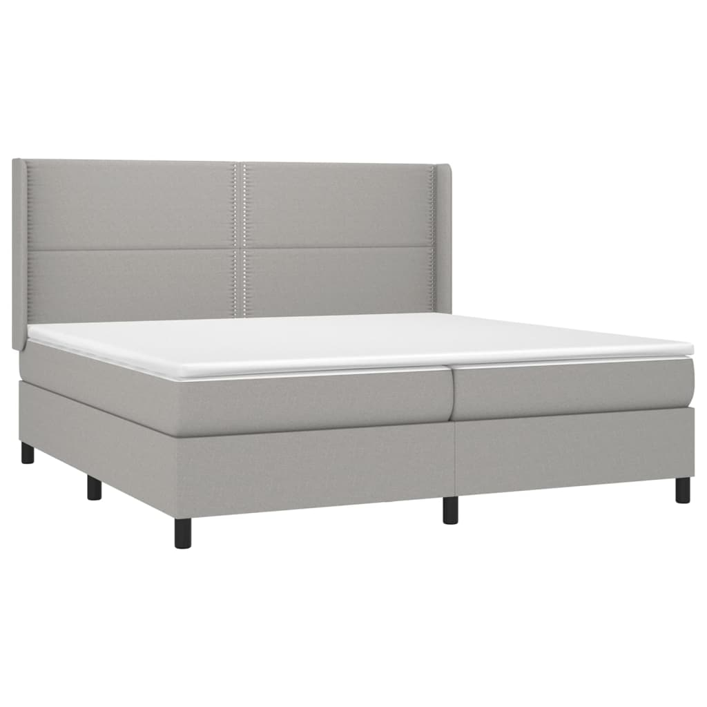 vidaXL cama box spring con colchón tela y LED gris claro 200x200 cm