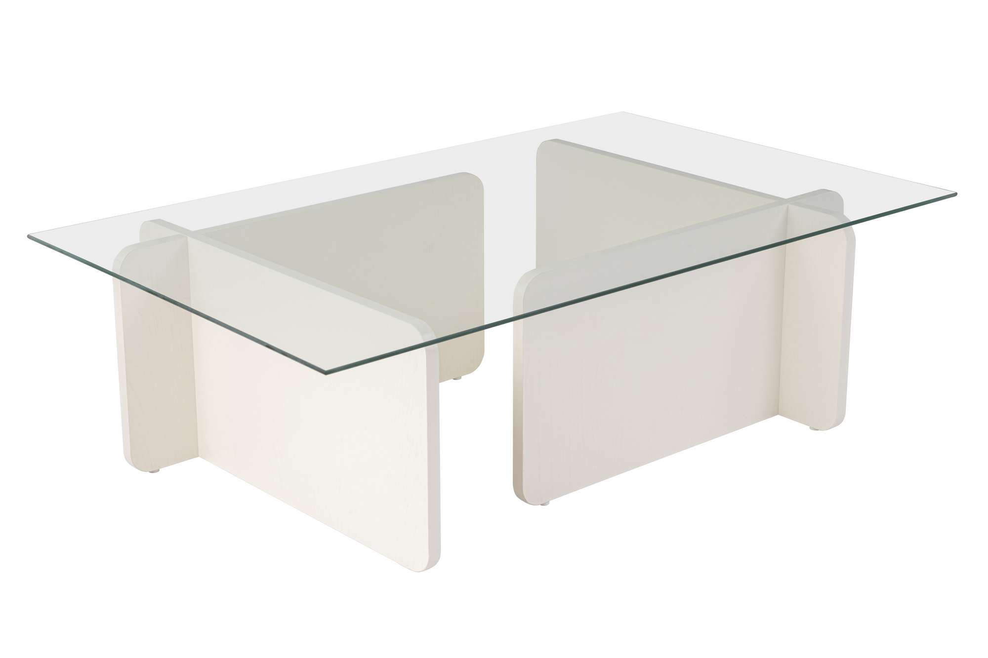 Mesa de centro de cristal <<flavio>> 105 x 65 x 30 cm - madera blanca