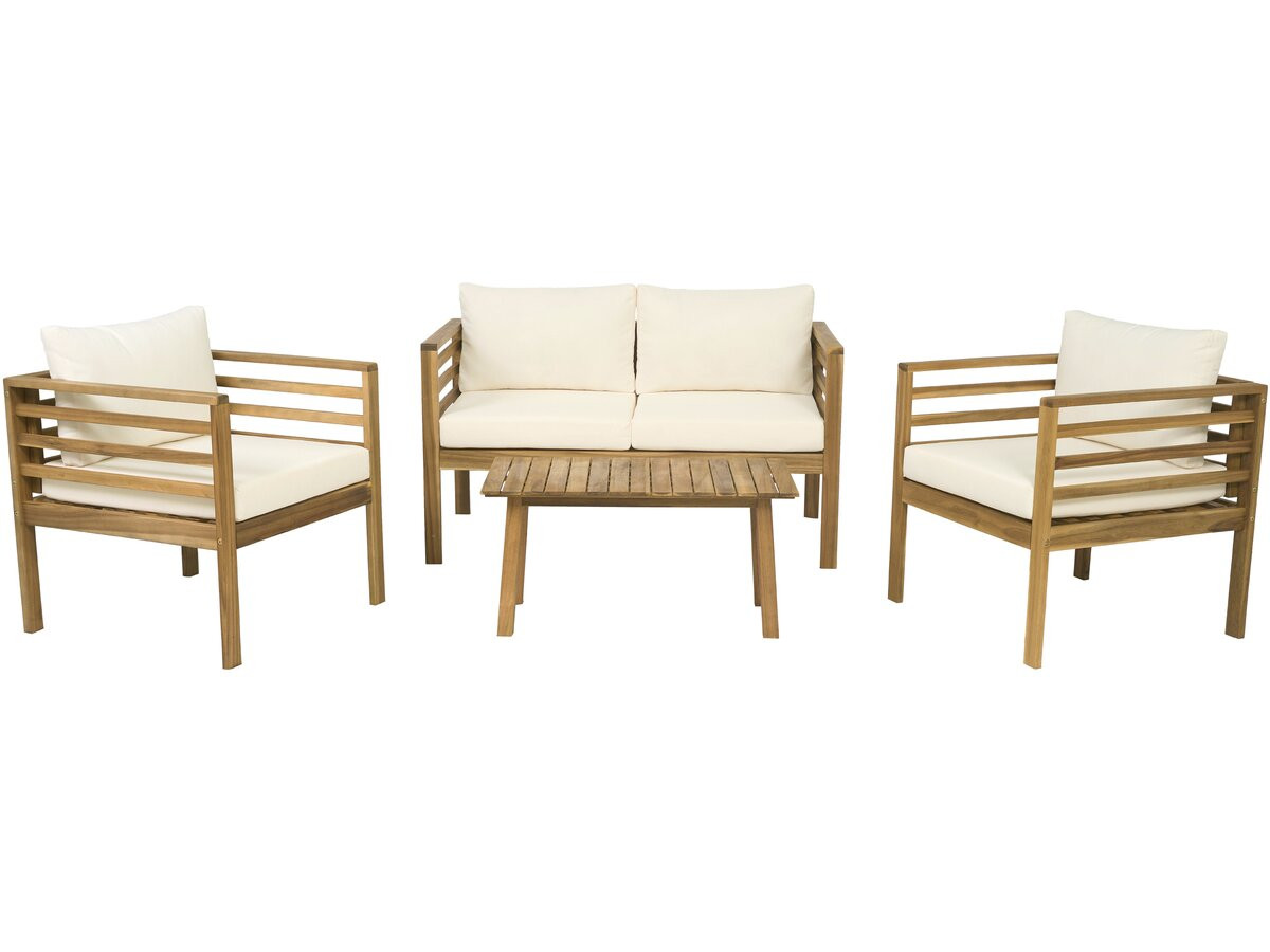 Conjunto de jardín de madera con cojines incluidos <<beckham>> - 4 plazas -