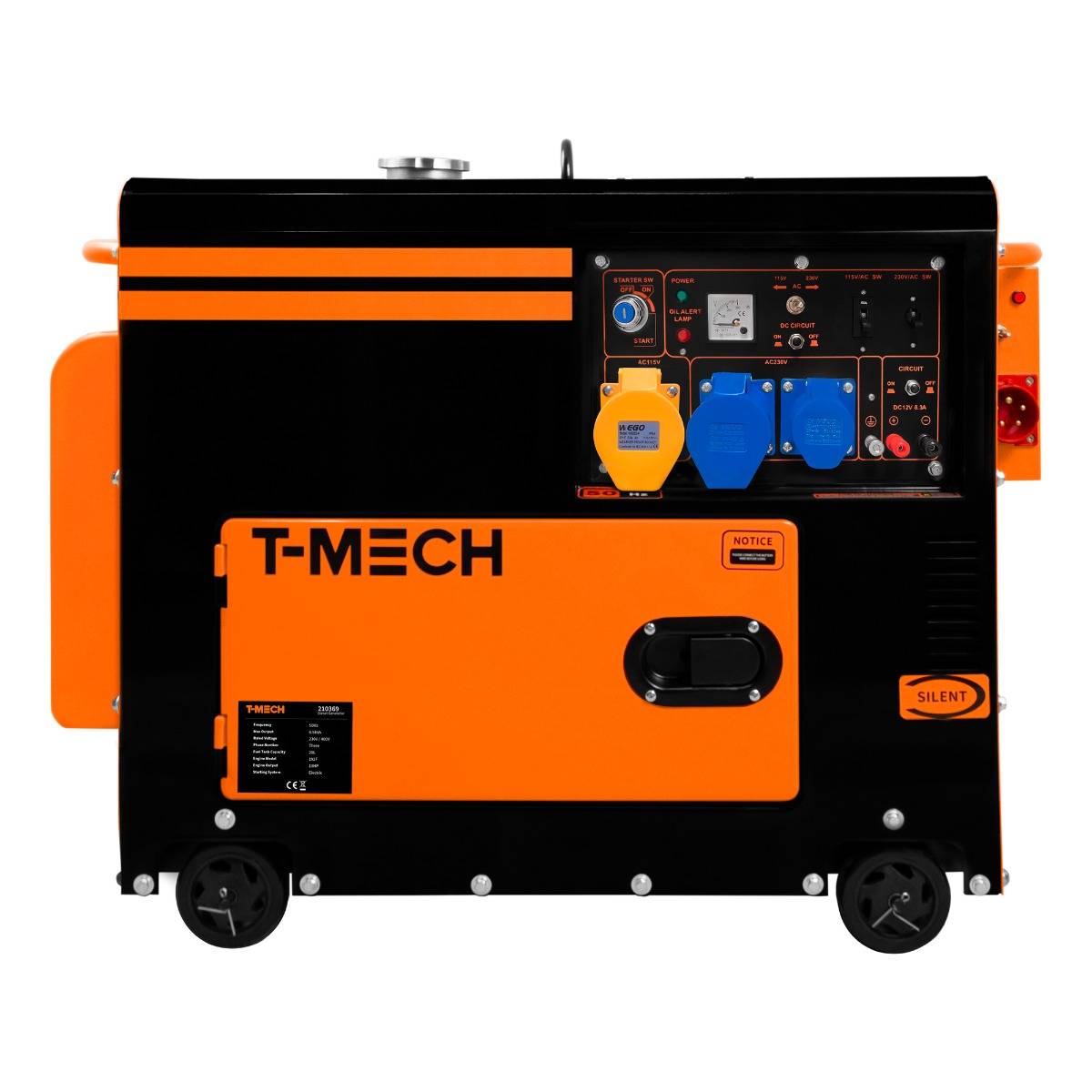 T-mech generador diésel monofásico silencioso 230v