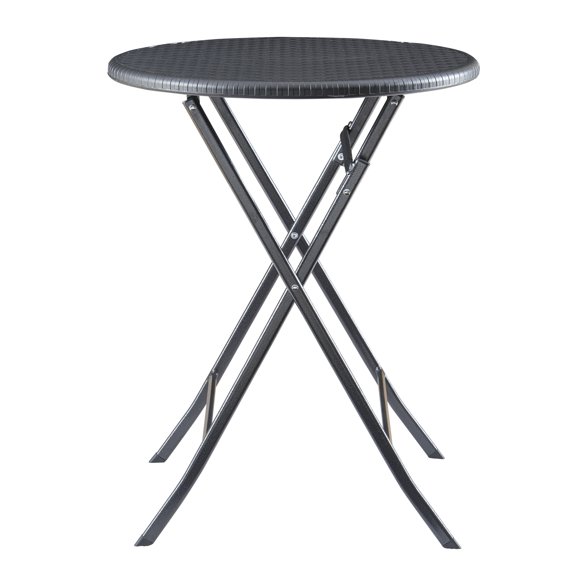 Mesa plegable mark exterior metal/plástico ø60x74cm - efecto ratán negro