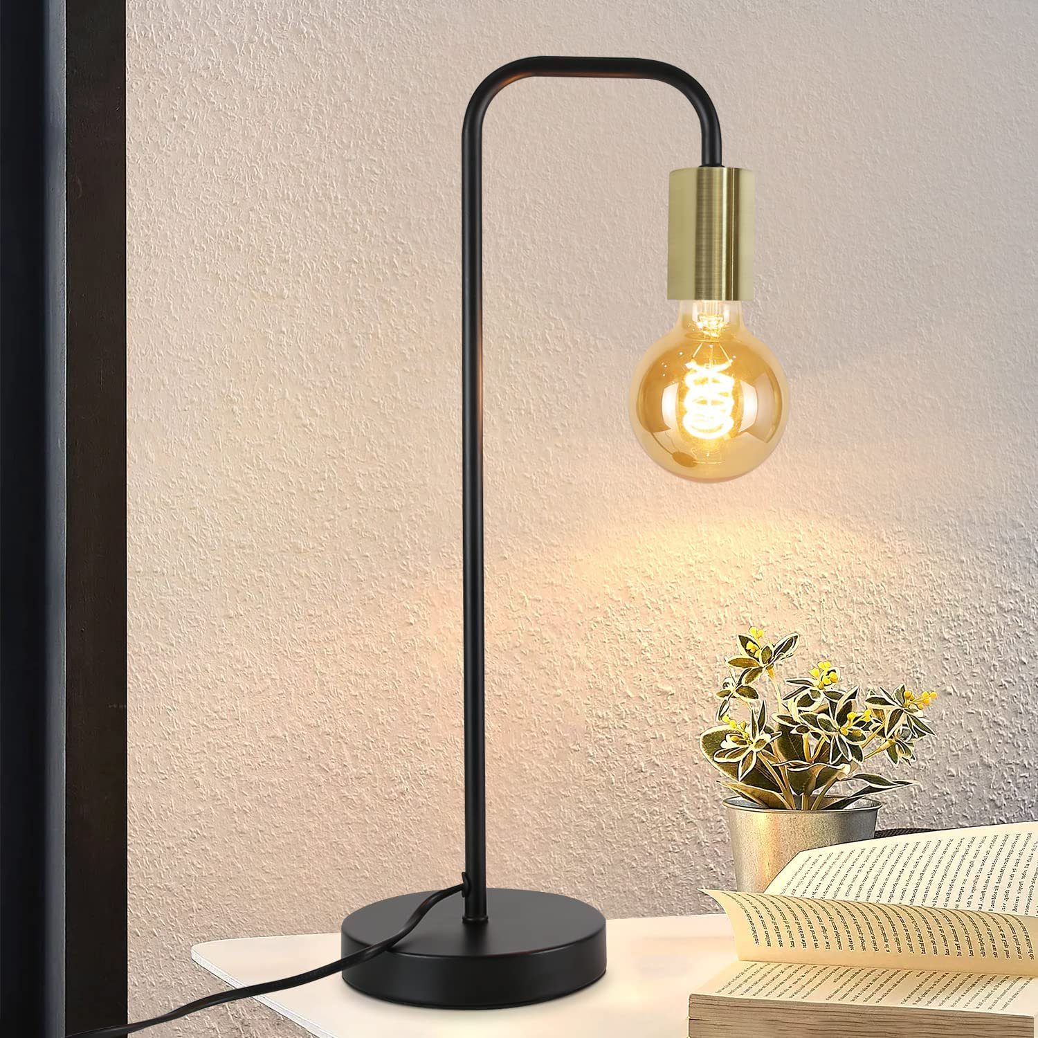 Nettlife lampara de mesa E27 negro 21.5x48.5
