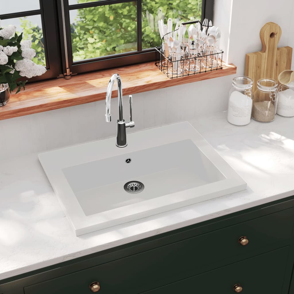 Lavabo de granito blanco 600x450x120 mm es9514