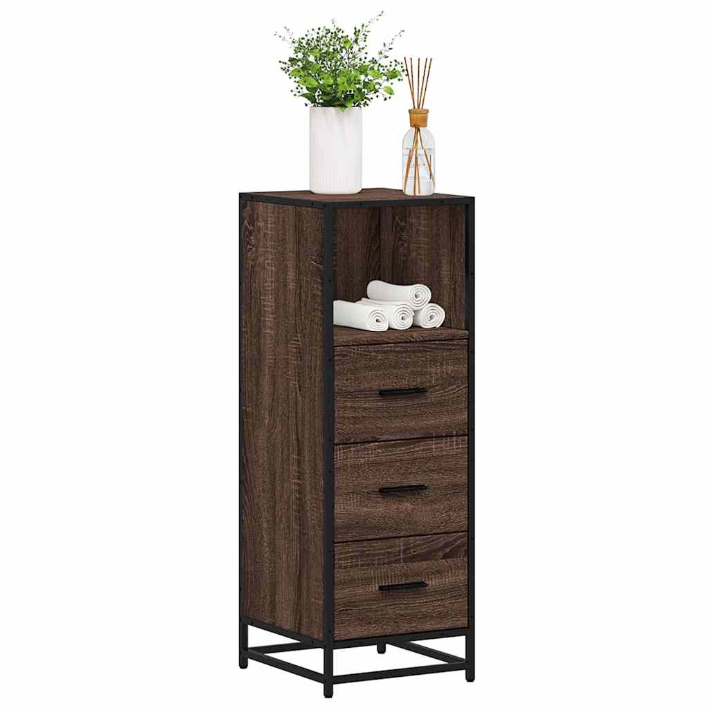 Armario de baño madera contrachapada roble marrón 35x37,5x100cm esb8599