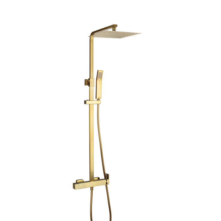 Conjunto de ducha monomando inverter cuadrado oro pvd - 90-140cm antical