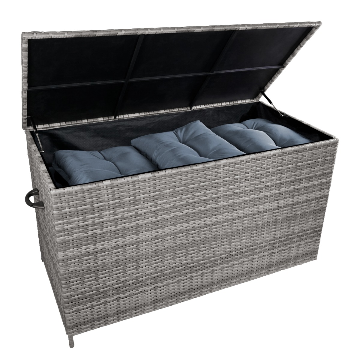 Caja de almacenamiento para exterior de ratán - gris