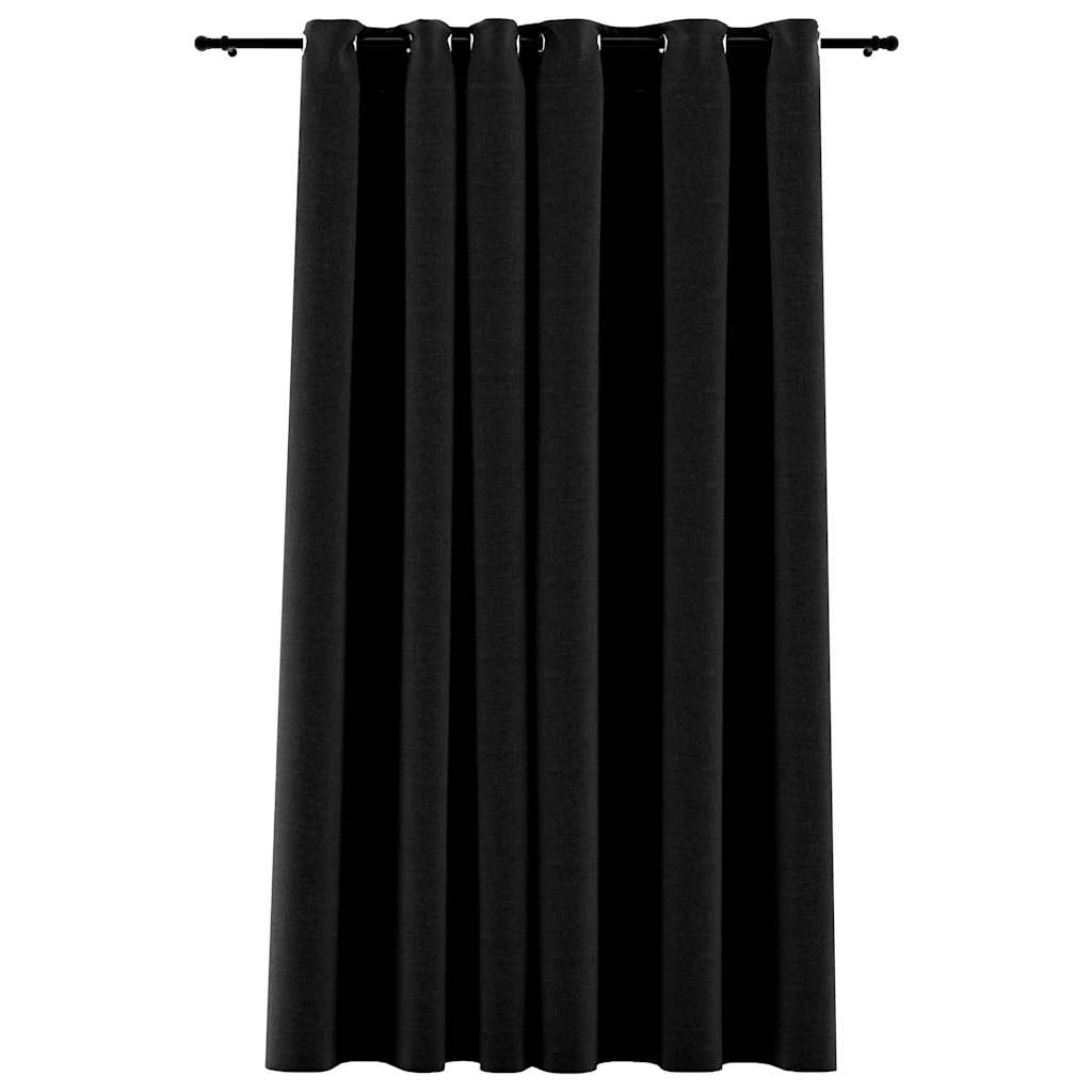 vidaXL cortina opaca con ojales look de lino gris antracita 290x245 cm
